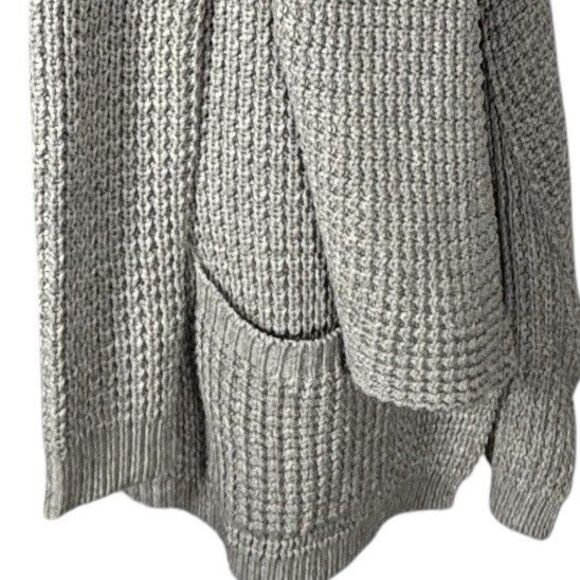 THEME Cardigan Sweater Gray Chunky Open Drape Front Pockets - Picture 3 of 9